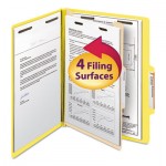 Smead Top Tab Classification Folder, One Divider, Four-Section, Letter, Yellow, 10/Box SMD13704