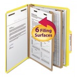 Smead Top Tab Classification Folder, Two Dividers, Six-Section, Letter, Yellow, 10/Box SMD14004