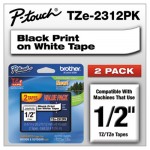 Brother P-Touch TZe Standard Adhesive Laminated Labeling Tapes, 1/2w, Black on White, 2/Pack BRTTZE2312PK