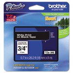 Brother P-Touch TZe Standard Adhesive Laminated Labeling Tape, 3/4w, White on Black BRTTZE345