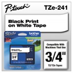 Brother P-Touch TZe Standard Adhesive Laminated Labeling Tape, 3/4w, Black on White BRTTZE241