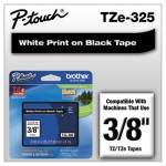 Brother P-Touch TZe Standard Adhesive Laminated Labeling Tape, 3/8w, White on Black BRTTZE325