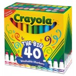 Crayola Ultra-Clean Washable Markers, Broad Bullet Tip, Assorted Colors, 40/Set CYO587858