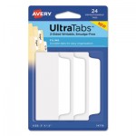 Avery Ultra Tabs Repositionable Wide Tabs, 1/3-Cut Tabs, White, 3" Wide, 24/Pack AVE74776