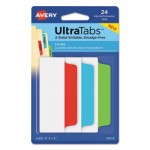 Avery Ultra Tabs Repositionable Wide Tabs, 1/3-Cut Tabs, Assorted Primary Colors, 3" Wide, 24/Pack AVE74775