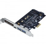 SIIG USB 3.0 Type-C & Type-A 3-Port PCIe Card with M.2 SATA SSD Adapter LB-US0414