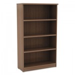 Valencia Series Bookcase, Four-Shelf, 31 3/4w x 14d x 55h, Modern Walnut ALEVA635632WA