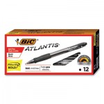 BIC VLGB11-BK Velocity Atlantis Bold Retractable Ballpoint Pen, 1.6mm, Black Ink, Smoke Barrel, Dozen BICVLGB11BK