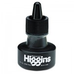 Higgins Waterproof Pigmented Drawing Ink, Black, 1oz Bottle HIG44201