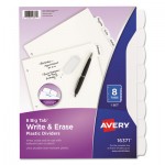 Avery Write and Erase Big Tab Durable Plastic Dividers, 3-Hole Punched, 8-Tab, 11 x 8.5, White AVE16371