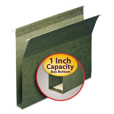 Smead 1" Capacity Box Bottom Hanging File Folders, Letter, Green, 25/Box SMD64239