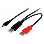 StarTech 1 ft USB Y Cable for External Hard Drive USB A to mini B USB2HABMY1