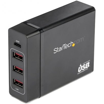 StarTech.com 1 Port USB-C Desktop Charger with 60W Power Delivery - 3 USB Ports DCH1C3A