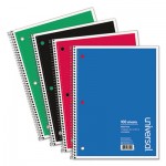UNV66620 1 Sub. Wirebound Notebook, 8 x 10 1/2, Wide Rule, 100 Sheets, Assorted Cover UNV66620