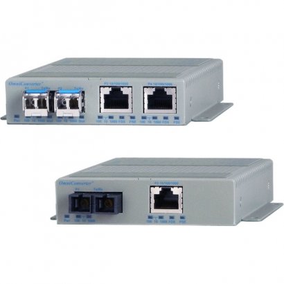 Omnitron Systems 10/100/1000 Media Converter with Power over Ethernet (PoE, PoE+ or 60W PoE) 9519-1-21Z