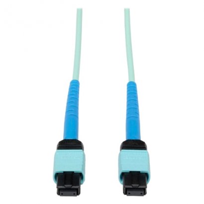 Tripp Lite 10 Meter MTP / MPO Patch Cable, 24 Fiber, 100GbE Aqua OM3 Plenum N846-10M-24-P