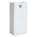 51030 #10 Paper Grocery Bag, 35lb White, Standard 6 5/16 x 4 3/16 x 13 3/8, 500