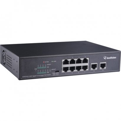 GeoVision 10-Port 10/100/1000M Unmanaged PoE Switch with 8-Port PoE GV-APOE0810