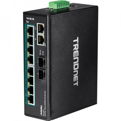 TRENDnet 10-Port Industrial Gigabit PoE+ DIN-Rail Switch TI-PG102