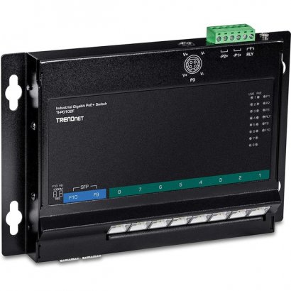 TRENDnet 10-Port Industrial Gigabit PoE+ Wall-Mount Front Access Switch TI-PG102F
