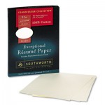 Southworth 100% Cotton Resume Paper, 32 lbs., 8-1/2 x 11, Ivory, Wove, 100/Box SOURD18ICF