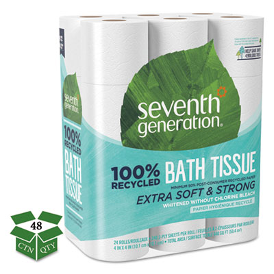 Seventh Generation SEV 13738CT 100% Recycled Bathroom Tissue, Septic Safe, 2-Ply, White, 240 Sheets/Roll, 24/Pack, 2 Packs
