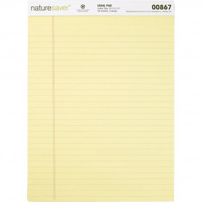 Nature Saver 100% Recycled Canary Legal Ruled Pads 00867