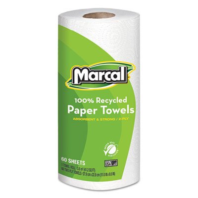 Marcal 100% Recycled Roll Towels, 9 x 11, 60 Sheets, 15 Rolls/Carton MRC6709