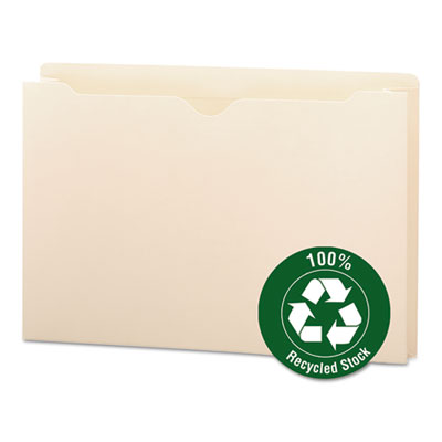 Smead 100% Recycled Top Tab File Jackets, Straight Tab, Legal Size, Manila, 50/Box SMD75607