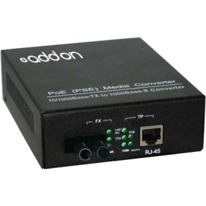 AddOn 1000Base-TX To 1000Base-BXU ST SMF 20km POE Media Converter ADD-GMCP-BX-UST