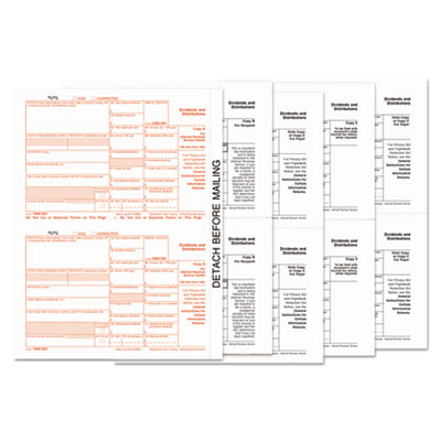 TOPS 1099-Div Tax Forms, 5-Part, 5 1/2 X 8, Inkjet/laser, 48 1099s & 1 1096 TOP22973