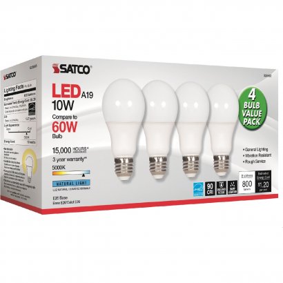 Satco 10W A19 LED 5000K Light Bulbs S28563