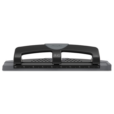 Swingline A7074134 12-Sheet SmartTouch Three-Hole Punch, 9/32" Holes, Black/Gray SWI74134