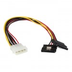 StarTech 12in LP4 to 2x Latching SATA Power Y Cable Adapter PYO2LP4LSATA