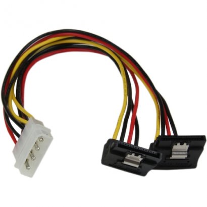 StarTech 12in LP4 to 2x Right Angle Latching SATA Power Y Cable Adapter PYO2LP4LSATR