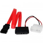 StarTech 12in Slimline SATA to SATA with LP4 Power Cable Adapter SLSATAF12