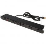 Rack Solutions 15A Power Strip, Rear Outlets w/ Surge, 15ft Cord PS19-R6-15-S-M