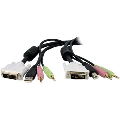 StarTech 15ft 4-in-1 USB Dual Link DVI-D KVM Switch Cable w/ Audio & Microphone DVID4N1USB15