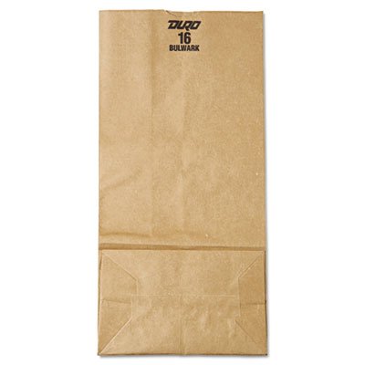 30916 #16 Paper Grocery Bag, 57lb Kraft, Extra-Heavy-Duty 7 3/4 x4 13/16 x16, 500 bags BAGGX16
