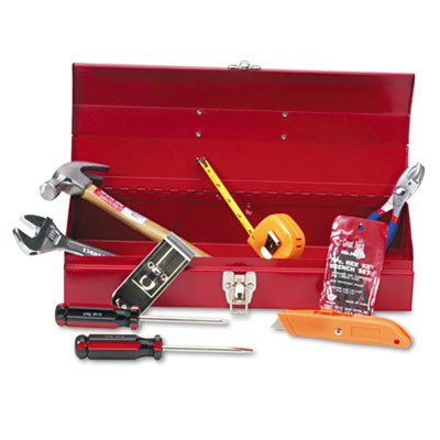 Great Neck 16-Piece Light-Duty Office Tool Kit, Metal Box, Red GNSCTB9