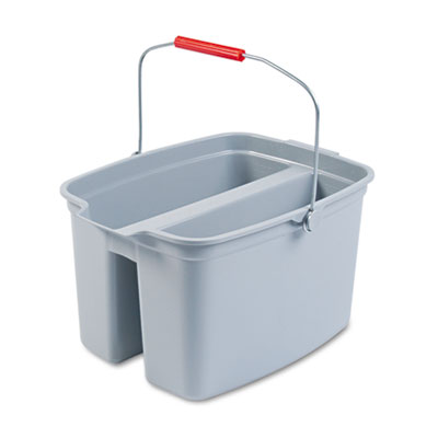 Rubbermaid Commercial FG262888GRAY 19 Quart Double Utility Pail, 18 x 14 1/2 x 10, Gray Plastic RCP262888GY