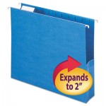 Smead 2" Capacity Closed Side Flexible Hanging File Pockets, Letter, Sky Blue, 25/Box SMD64250
