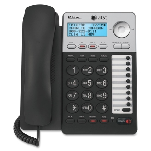 AT&T 2-Line Speaker Phone w/CID, Corded, Black/Silver ML17929