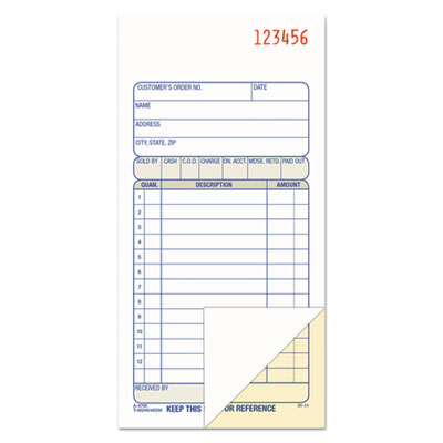 Adams 2-Part Sales Book, 3 3/8 x 6 11/16, Carbonless, 50 Sets/Book ABFDC3705