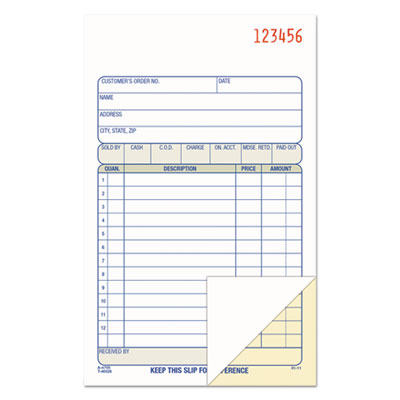 Adams 2-Part Sales Book, 6 11/16 x 4 3/16, Carbonless, 50 sets/Book ABFDC4705