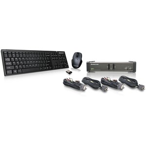 Iogear 2 Port DVI KVMP with cables and wireless keyboard / mouse combo GCS1102-KM1