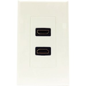 4XEM 2 Port/Outlet Female HDMI Wall Plate (White) 4XWALLHDMI2