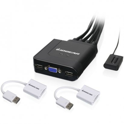 Iogear 2-Port USB VGA Cable KVM with DisplayPort Adapters GCS72DPKIT