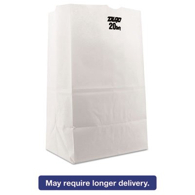 51041 #20 Squat Paper Grocery Bag, 40lb White, Std 8 1/4 x 5 15/16 x 13 3/8