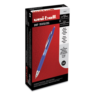 Uni-Ball 207 Mechanical Pencil, 0.7 mm, HB (#2), Black Lead, Blue Barrel, Dozen UBC70127